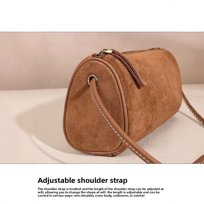Simple shoulder bag, matte pen holder, outdoor casual messenger bag, retro cylinder.