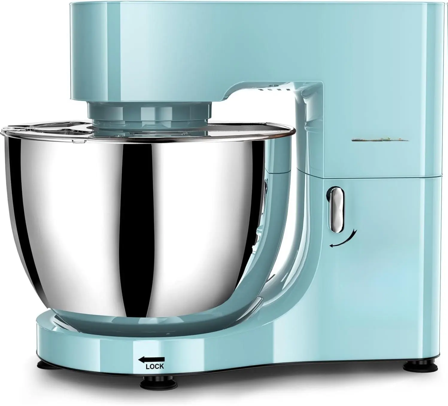 COOKLEE 9.5 Qt 660W Electric Stand Mixer with 10-Speeds, Dishwasher-Safe Dough Hooks, Flat Beaters, Wire Whip & Pouring Shield Attachments for Home Cooking, Blue