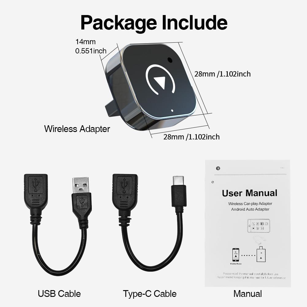 Wireless Car Adapter, Portable Wireless Adapter, Car Smart BT Connector for iPhone & Android Phone, Car Electronics Accessories, Carplay Converter Wireless Car Adapter, Portable Wireless Adapter, Car Smart BT Connector for iPhone & Android Phone, Car Electronics Accessories, Carplay Converter