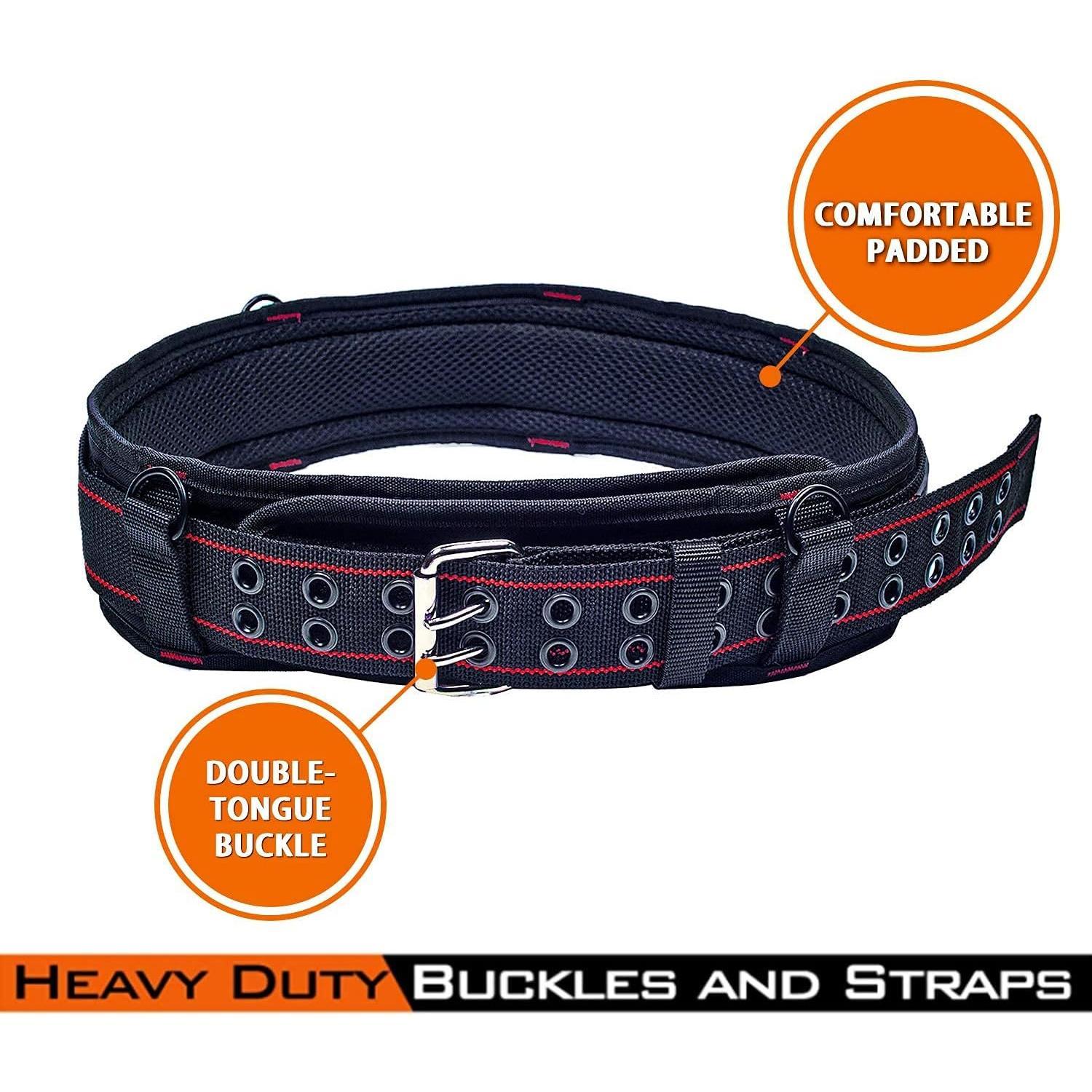 3 inch Padded Tool Belt Work Tool Belt for Heavy Duty Work (Red)