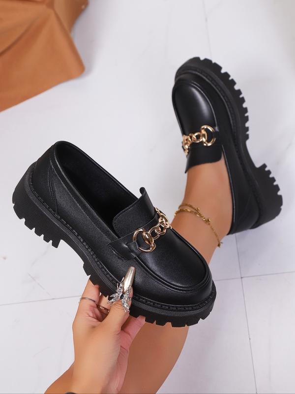 2026 NEW LQUN Women's Soft Comfortable British Style Platform Loafers Thick Sole Durable Commuting Korean Fashion Plus Size Available Black