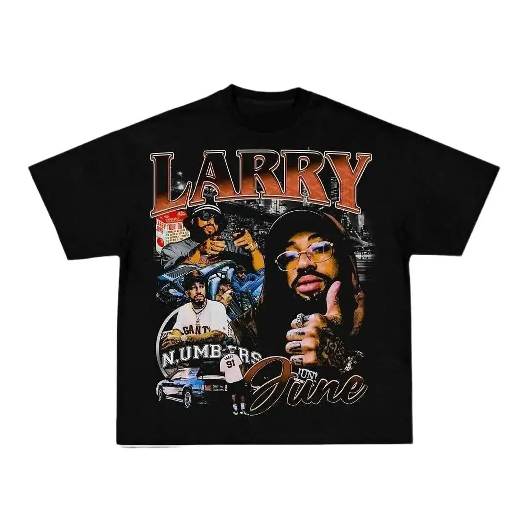 [Sale Up To 50%]UnisexLARRY JUNE TEE Print Short Sleeve T-Shirt Menswear Stylish Top Underwear Man Streetwear Tshirt Shortsleeve Crewneck Tropical