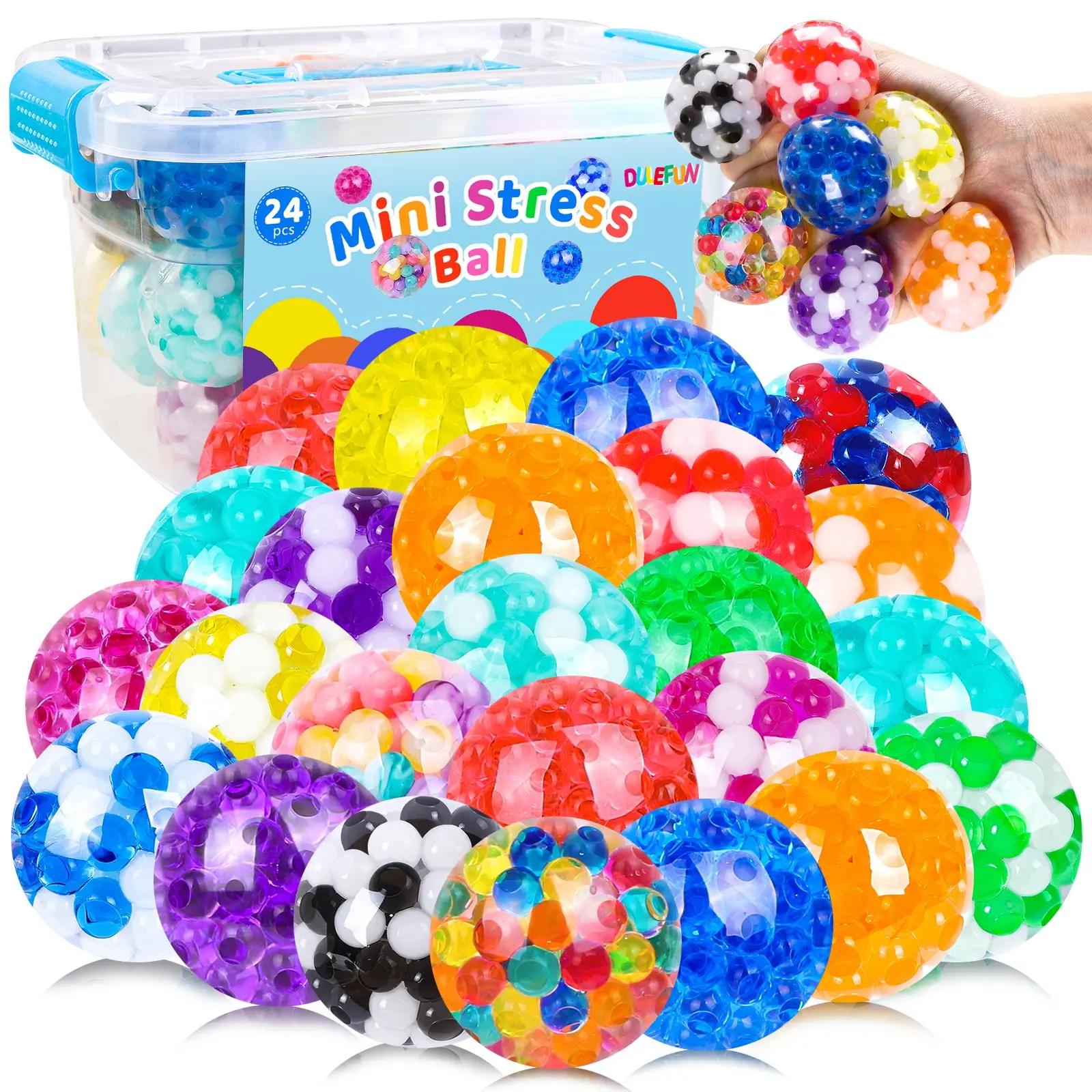 24pcs Mini Stress Balls, Squishy Balls Toy For Adults, Squeeze Toys Set For Party Favors Gift Goodie Bag Stuffers