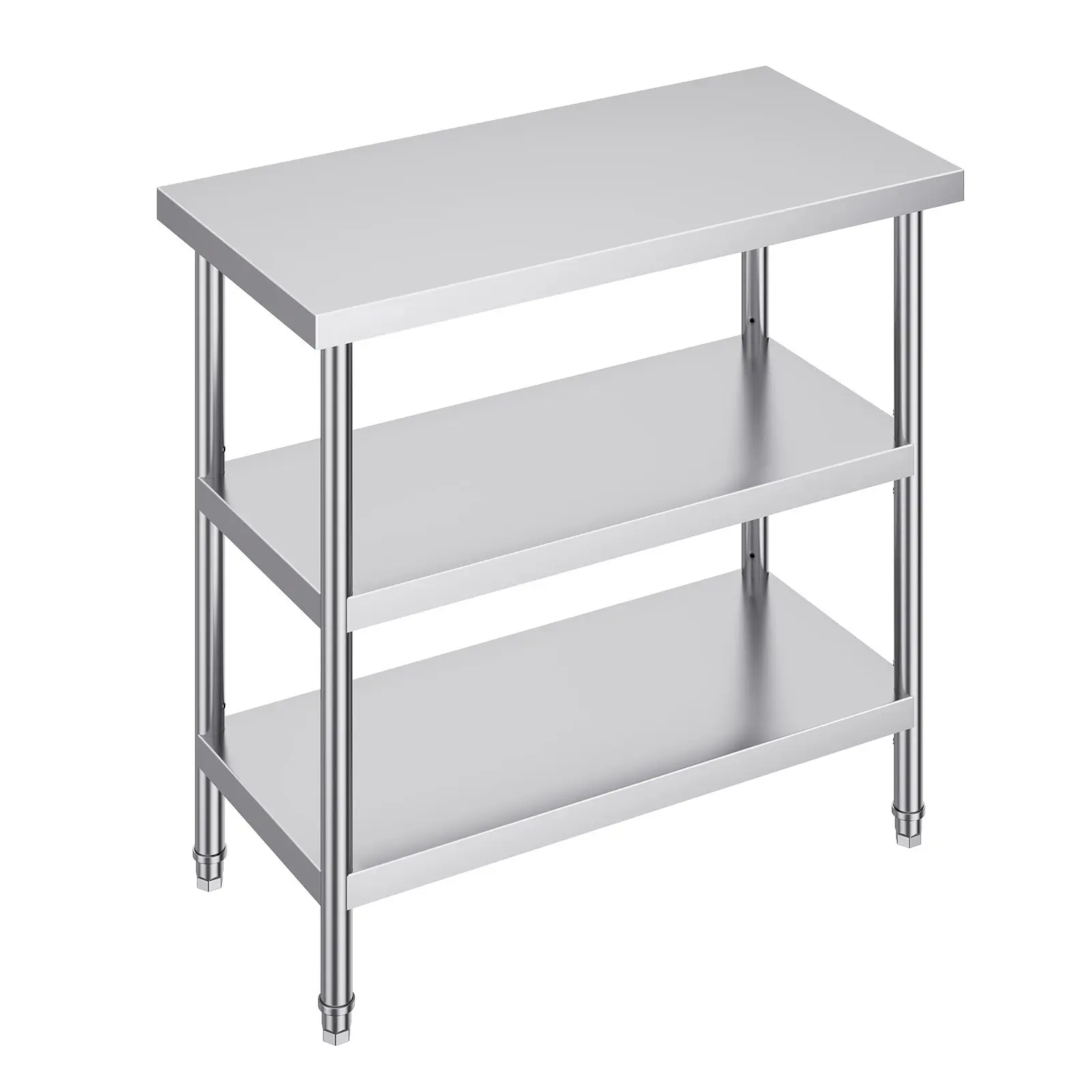 Commercial-Grade Stainless Steel Food Prep Table (18x36x34 in) - Heavy-Duty Metal Worktable with 2 Adjustable Undershelf, Racks for Kitchen, Home Use