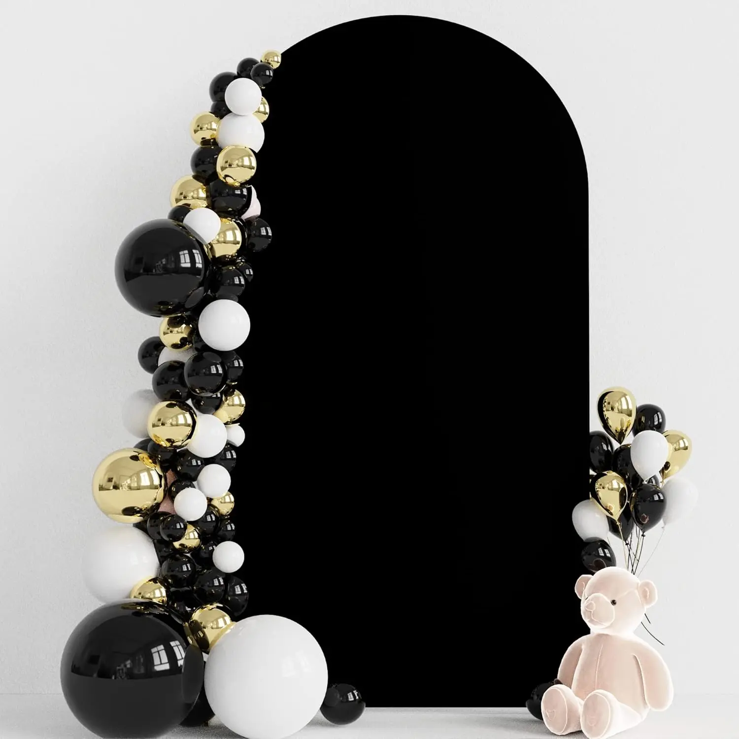 7.2FT Arch Backdrop Cover Black Arch Covers Strethy Backdrop| Spandex Fitted Balloon Arch Cover Round Top Chiara Backdrop Cover for Wedding Birthday Baby Shower Decor