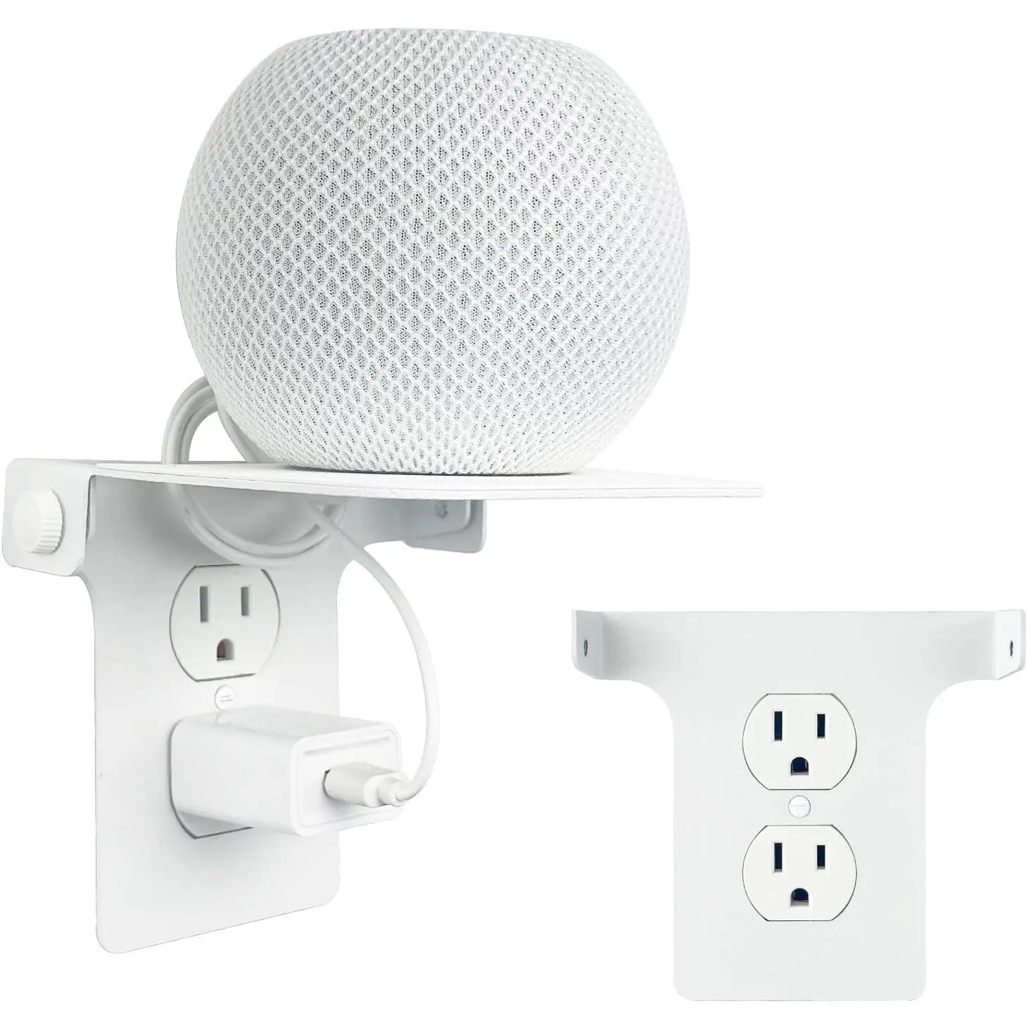 Outlet Shelf, Metal Outlet Shelf Wall Holder, -in  Management | White Outlet Shelf Wall Holder for Standard/Duplex Outlets, Space Saving Solutions