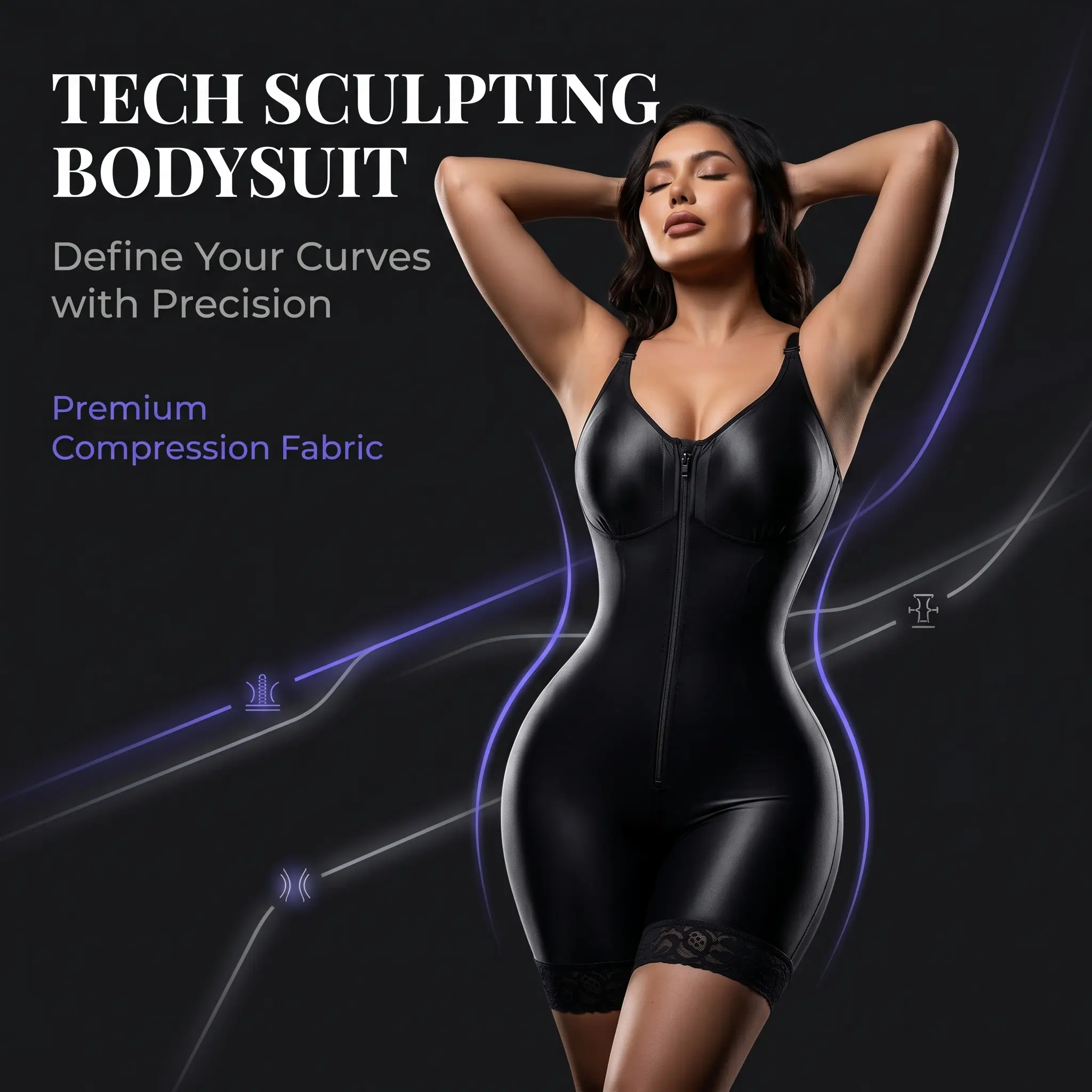 Plus Size Open Bust Body Shaper Adjustable Straps Firm Tummy Flattening Butt Lifting Lace Anti Roll Hem Compression Garment Postpartum Recovery Shapewear Shorts