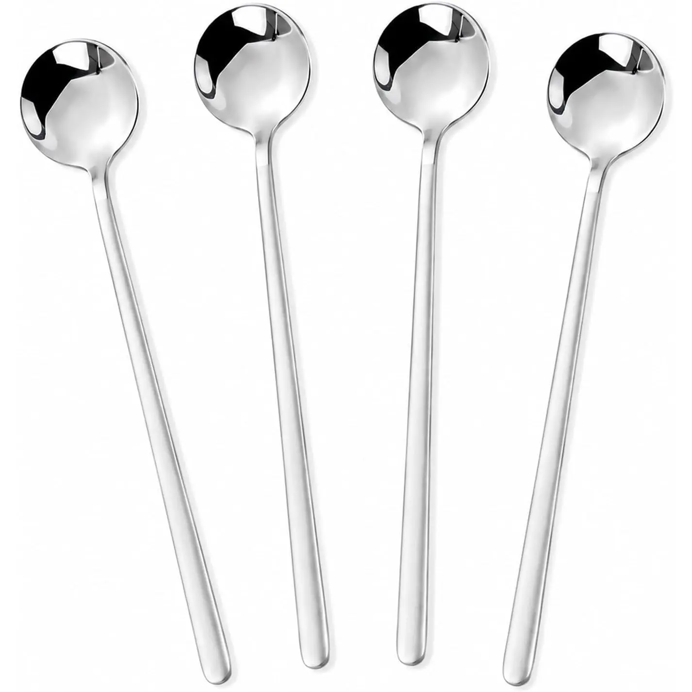 Stainless Steel Iced  Spoons Set of 4 Coffee Stirring Dessert Spoons | Coffee Spoons 6.77"  Stirring Teaspoons, 304 Stainless Steel Spoons for Iced , Latte, Espresso & Desserts