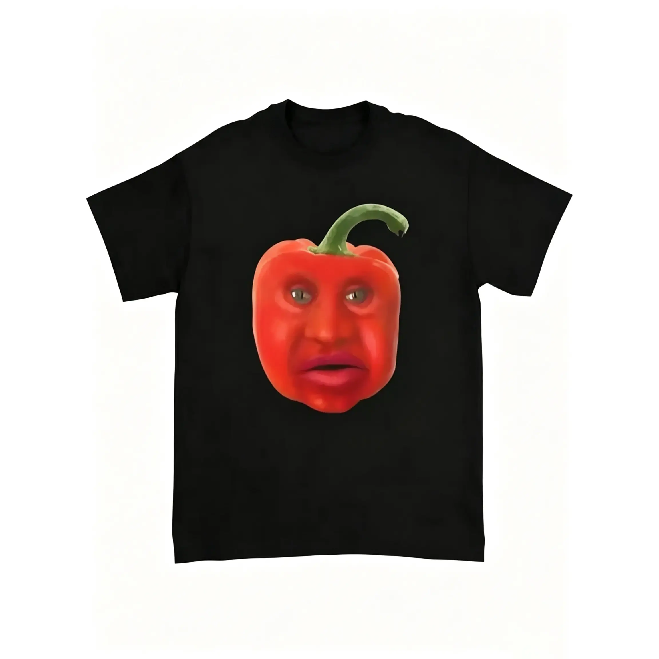 Men's Funny Red Pepper Meme Graphic Short-Sleeve Cotton Twill Tops, Casual Relaxed-Fit Round Neck Menswear Sports & Outdoor Crewneck with Thick Breathable Fabric, Shortsleeve