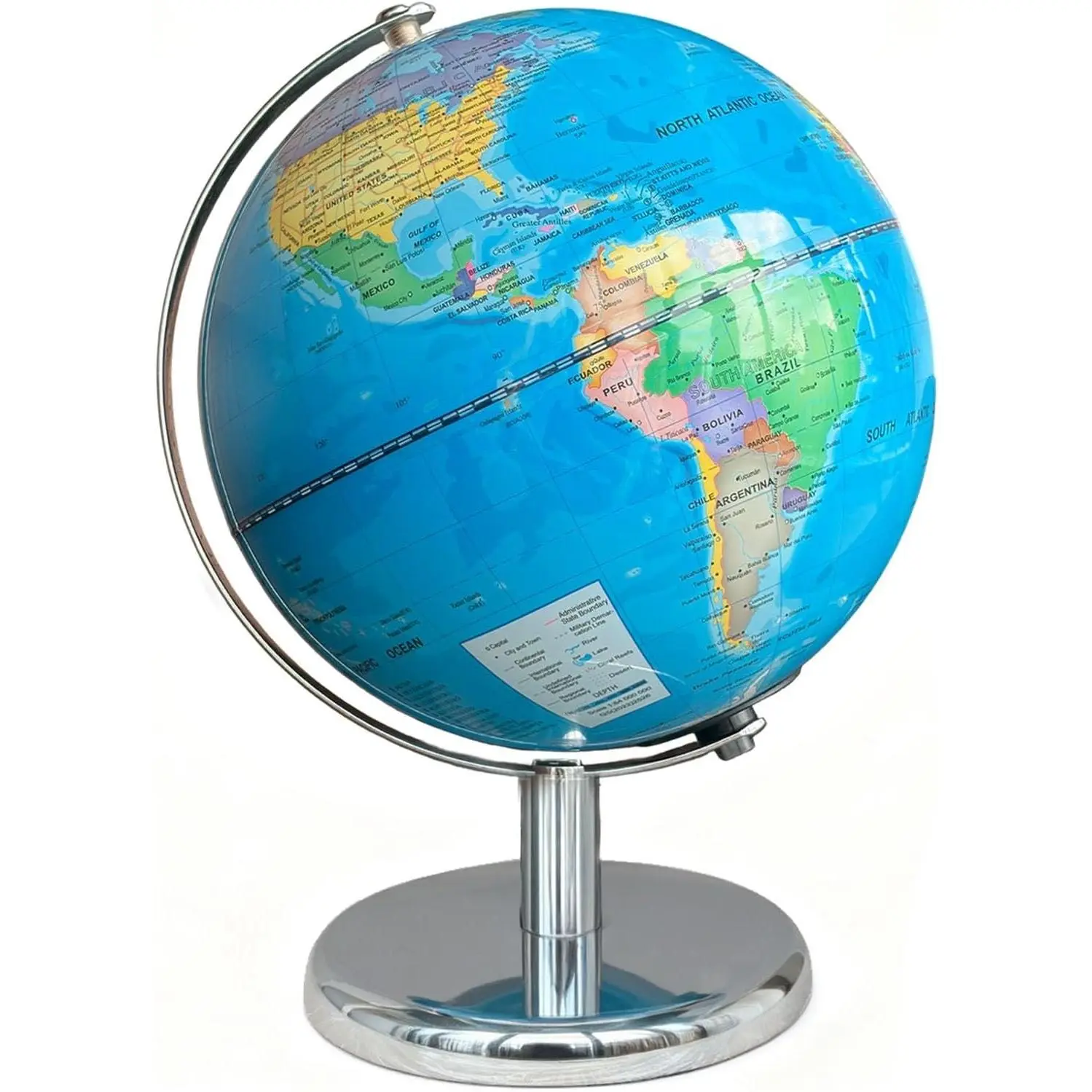 8'' Illuminated Globe for Kids World Globe with Stable Metal Base | Rewritable Easy-Read High Clear Map, Educational Interactive Globe for Kids Learining, STEM Toy, Present for 3+ Years Old