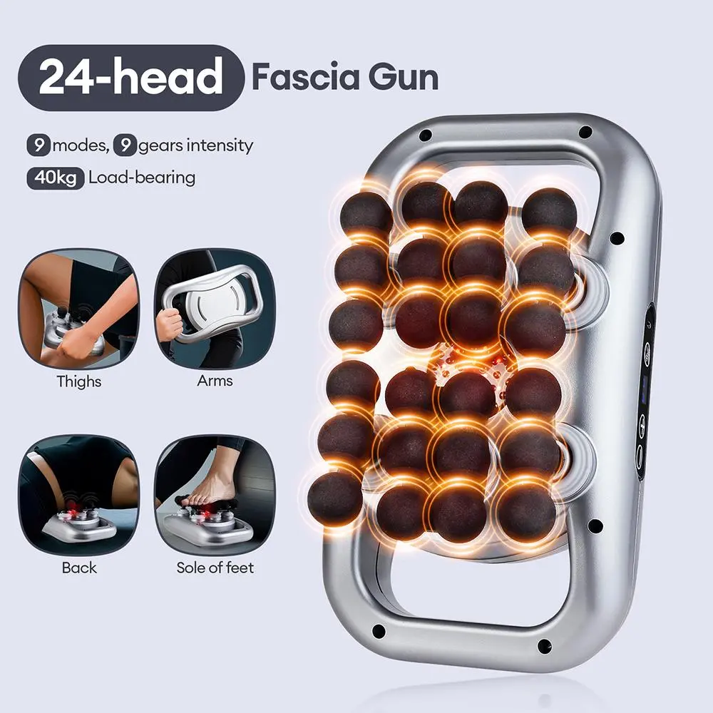portable 24-Head Fascia Gun, Relieve Fatigue, Body Massage Tool, Relax Muscles, Multi-Function Massager