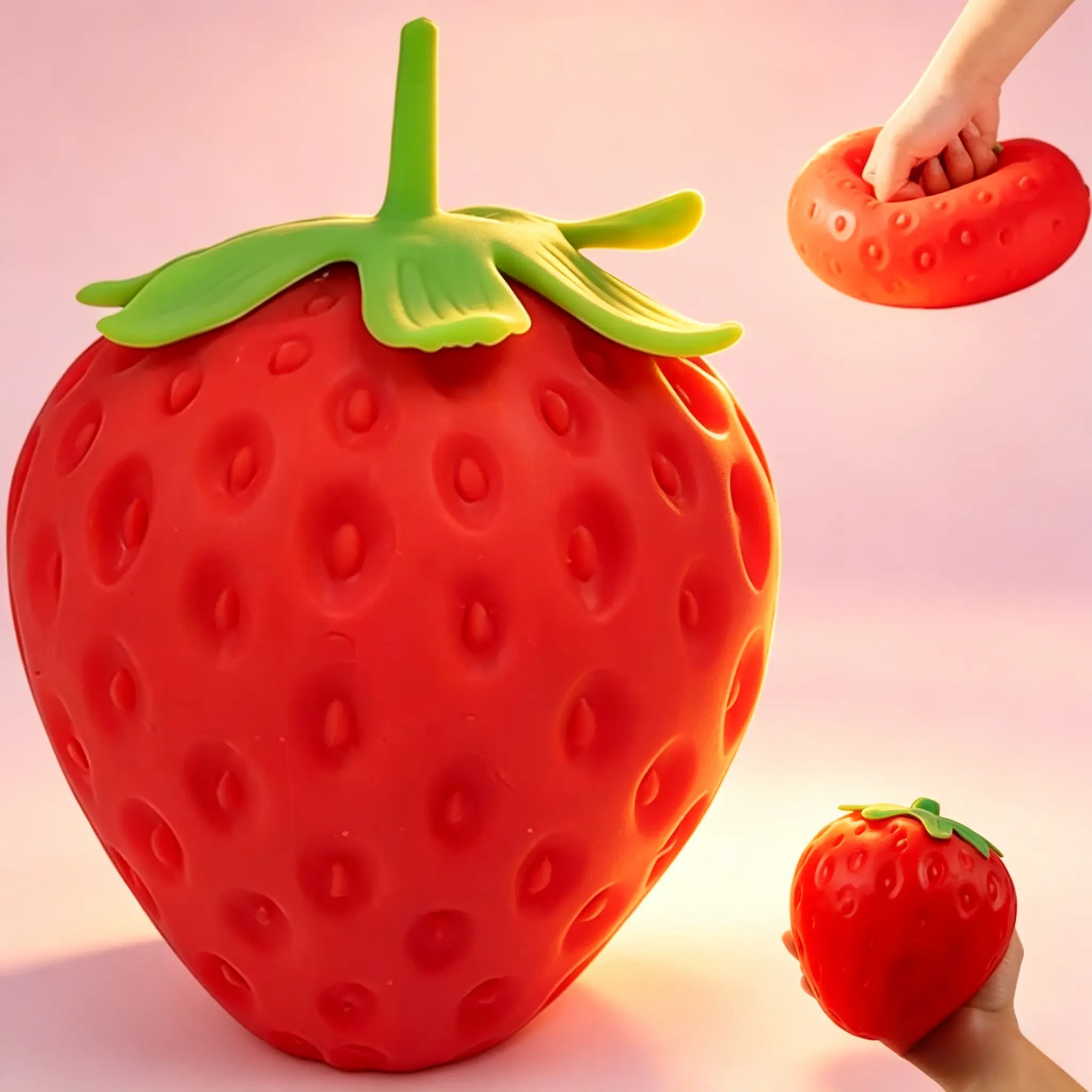 Toymendous Squeeze Strawberry - Extra Large 5" Rare Squishy Stress Ball for Adults & Kids 3+ - Fruity Fidget Toy for Stress Relief & Sensory Play - Safe & Durable Non-Toxic Material