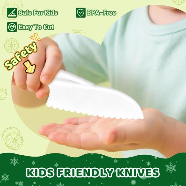 28PCS Knife Set - Kids Knifes for Real Cooking, Montessori Kids Kitchen Knife Set with Cutting Board Crinkle Cutters Kid Safe Knives, Kitchen Tools  Old Girl Boy