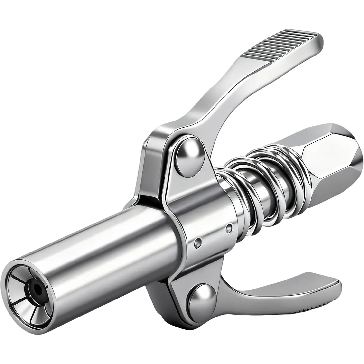 12000 PSI High Pressure Gun Coupler, 1/8" NPT Dual Handle Lock-On Head, Leak-Coupler Fits Standaretric Zerk Fittings for Automotive, Truck, Tractor