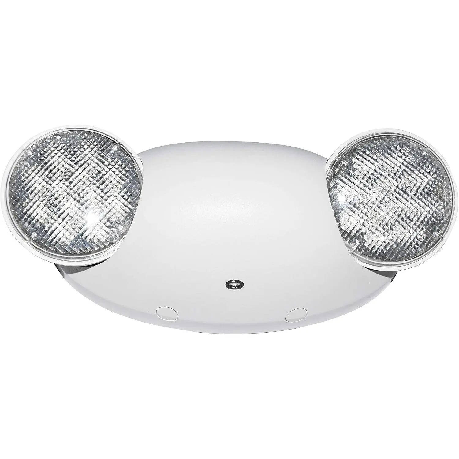 LED Emergency Lighting Fixtures with 2 LED Bug Eye Heads and Back Up Batteries- US Standard Exit Light, UL 924 and CEC Qualified, 120/277 Voltage, White, 1-Pack