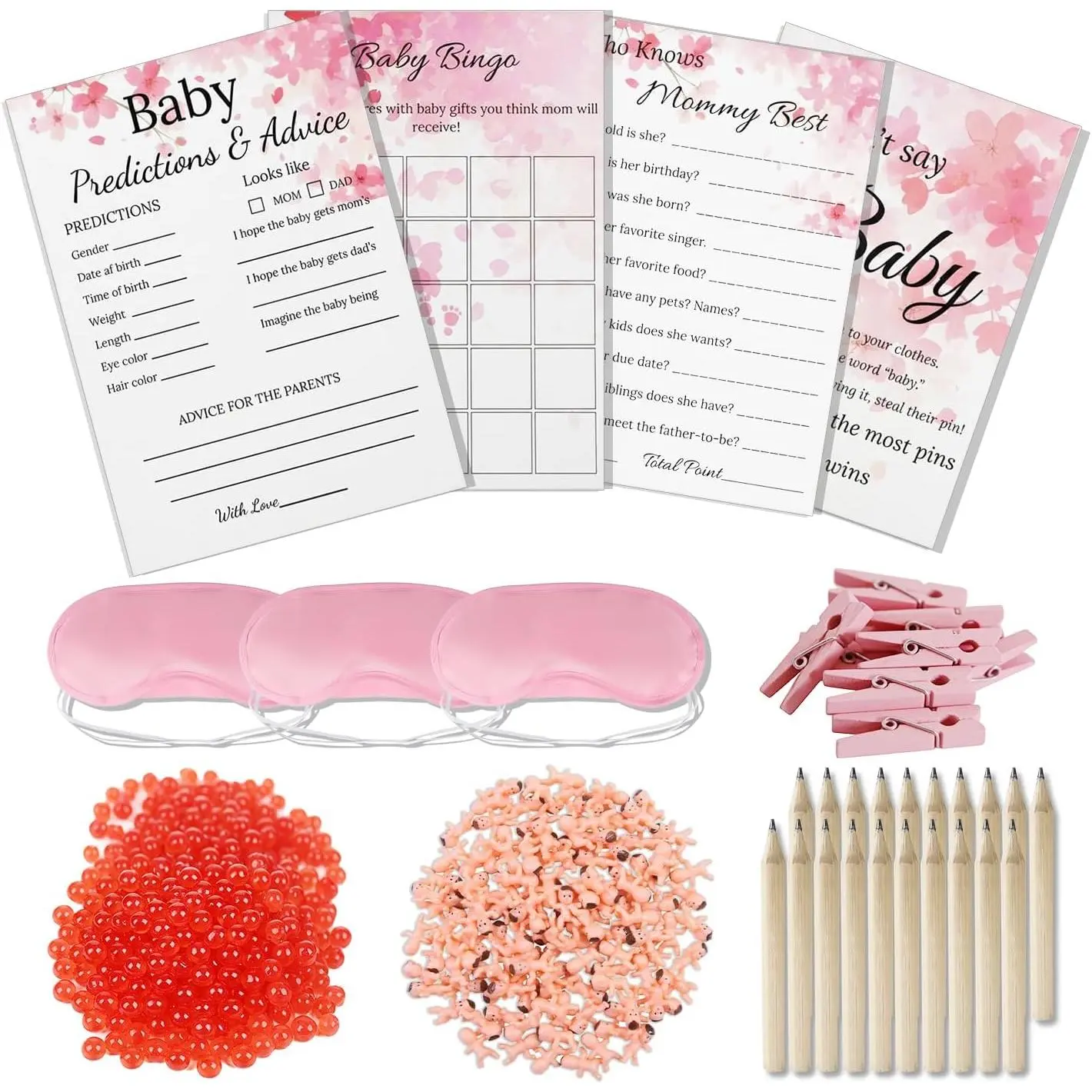 Baby Shower Games for Girls – 5 Fun Baby Shower Party Games for 25 Guests, Including Baby Bingo, Who Knows Mommy Best, Don’t Say Baby, Prediction and Advice, and Grab Baby Game