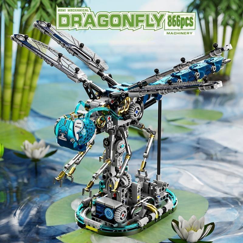 Creative Mechanical Dragonfly Building Blocks Model Movable STEM Construction Set Educational DIY Engineering Bricks, Holiday Gift