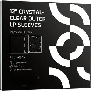 Anti-Static Vinyl Record Sleeves - Durable Clear Disc Sleeves- Protect Your LP Albums from , Dust & Dirt - Acid-Free Rice Paper Disc Covers, 50x Outer Sleeves
