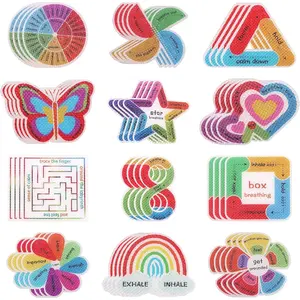 48 count Textured Sensory Stickers for   - Quiet Fidget Stickers & Calm Strips,  Mindfulness  for , Adults &  Desk