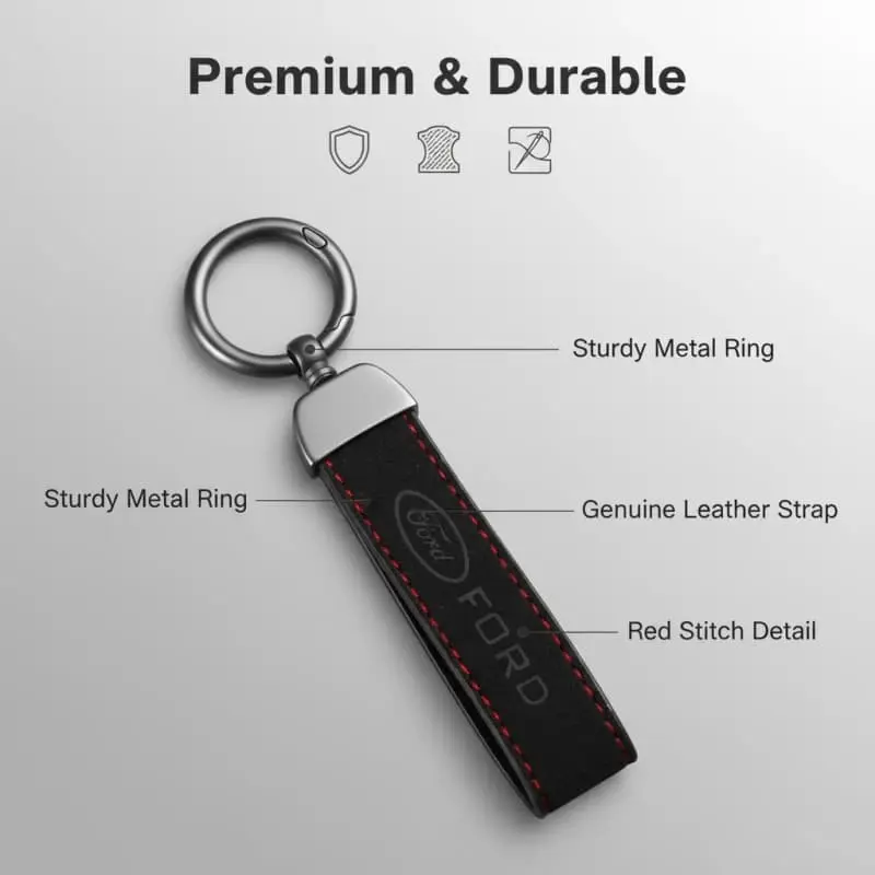 1‑Pack Suede Leather Key Fob Keychain, Soft Anti‑Scratch Wear‑Resistant Key Holder, Decorative Car Interior Accessory, Compatible with F‑150,Bronco,Explorer,Mustang Mach‑E,Maverick, Ideal Gift For Truck & SUV Vehicle Owners