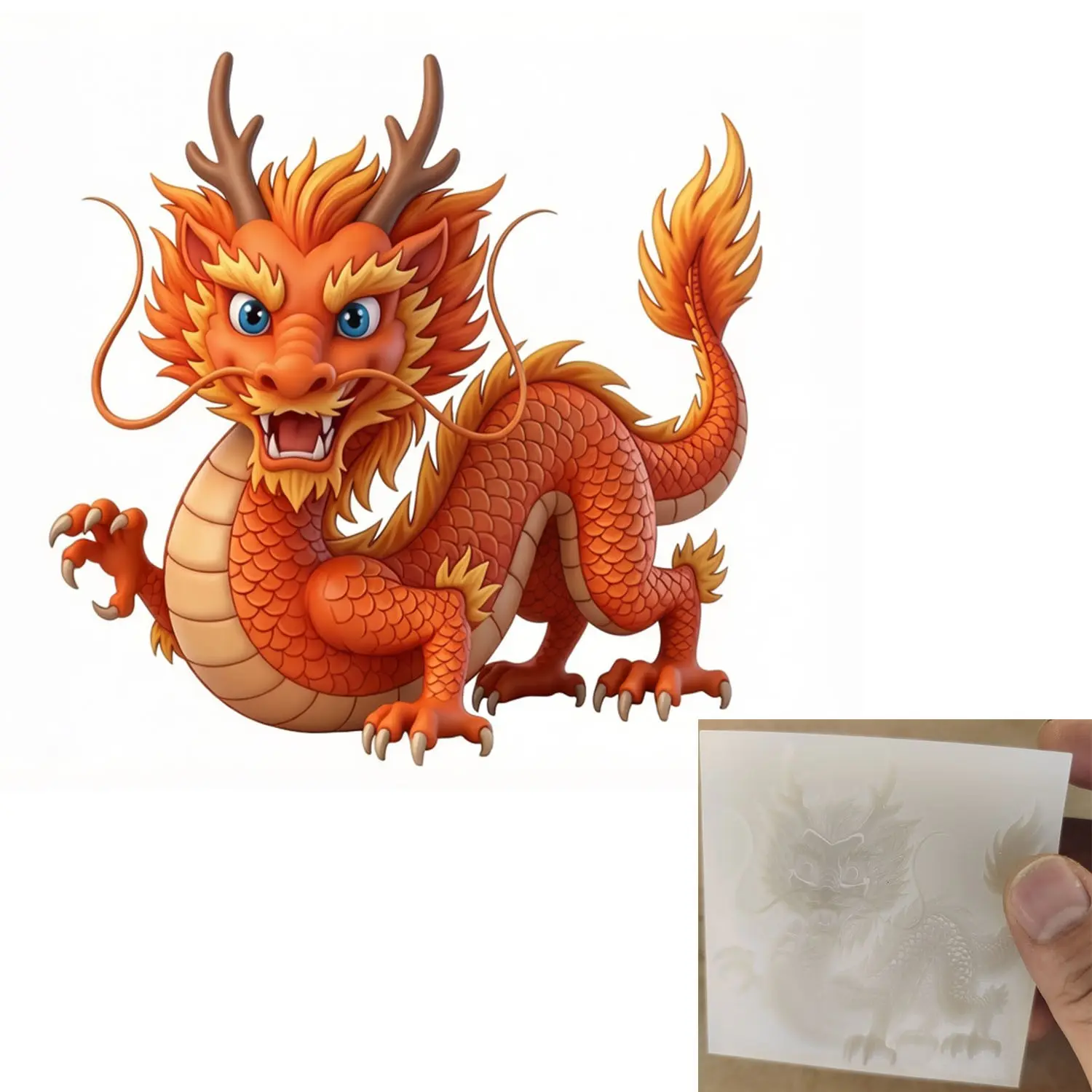 Cute China Dragon Decoration Half-Transparent Silicone Mold, Handmade Clay Resin Gypsum Casting Tool, Figurine Making Accessory