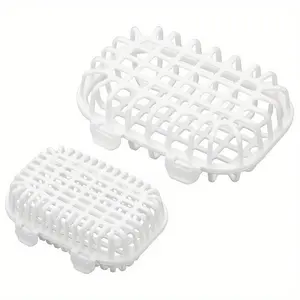 2pcs White Plastic Dishwasher Baskets for Small Items - Durable Multi-Function Storage Solution with Grid Design, Ideal for Delicate Parts & Tools, Shelf Organizer for Kitchen or Workshop, Shelf Baskets