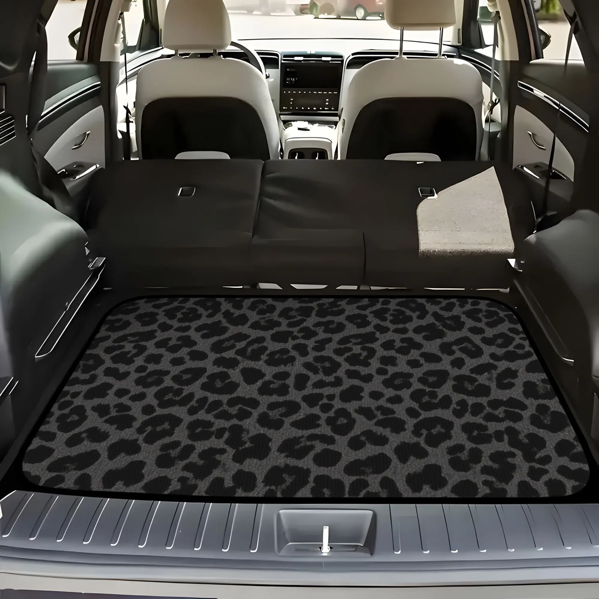 1pc Black Panther Print Anti-Slip Car Trunk Mat - Durable Floor Liner with Vibrant Black And White Pattern, Easy to Clean And Maintain Interior, Suitable for All Vehicles, Car Trunk Mat, Vehicle Interior Accessory, Fashion Car Accessory, Automotive Mats