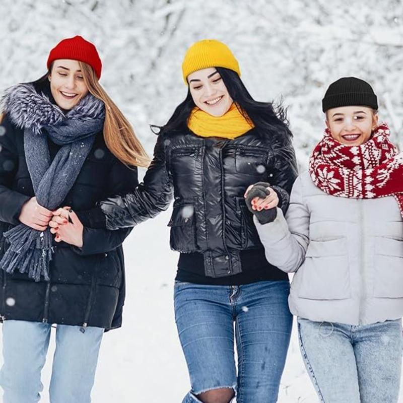 Large Size 2 or 4 Piece Fisherman Beanie for Men Hat Short Knit Cuff Beaniess Trawler Beanie Watch Hat Roll up Edge Skullcap Unisex