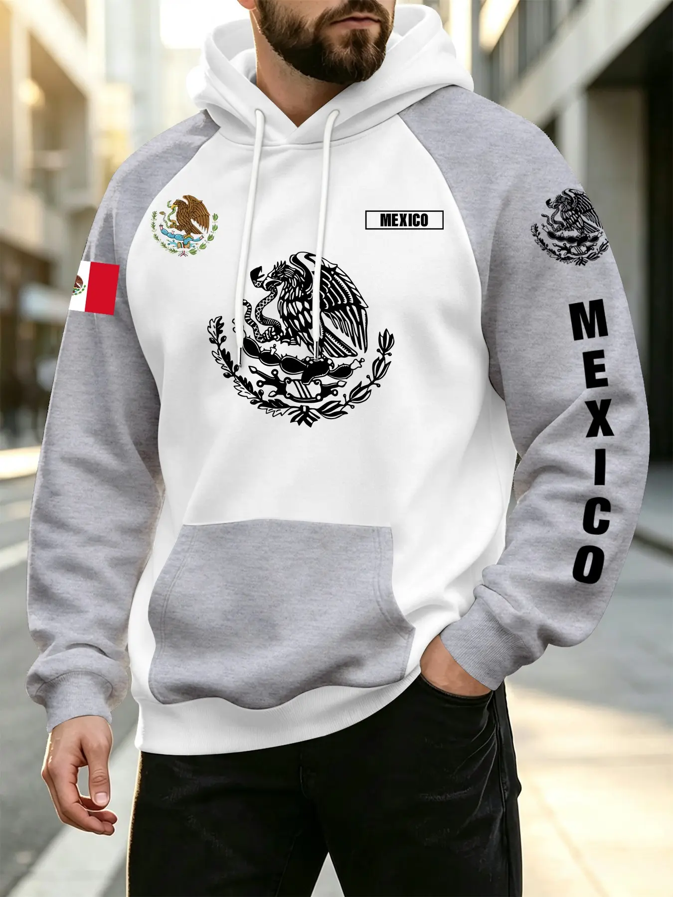 Mexican Theme Print Long Sleeve Hoodie, Loose Fit Casual Sweatshirt, H-Type Silhouette, Fall & Winter Streetwear, Daily Commute Friendly