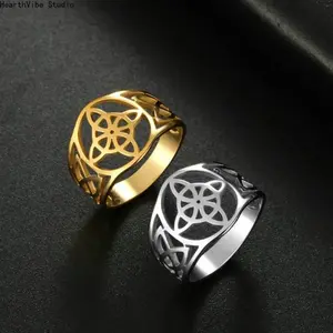 Stainless Steel Celtic Triquetra Witch Knot Ring Witchcraft Wicca Amulet Protection Unisex Elegant Outdoor Sport Jewelry