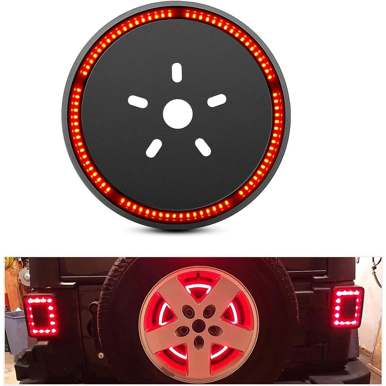 Nilight LED Spare Tire 3rd Brake Light for Wrangler 2007-2018 JK JKU YJ TJ, Car Lighting Accessory with ABS Frame, High-Brightness Brake Signal, Easy-Install Red Backlights Rear Light