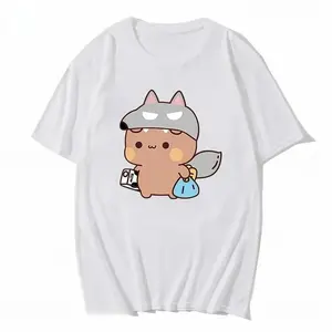 Couple Shirts Kawaii Funny Bubu and Dudu Role-play Little Red Riding Hood and Big Bad Wolf Graphic Tshir Cotton Unisex Tee Shirt