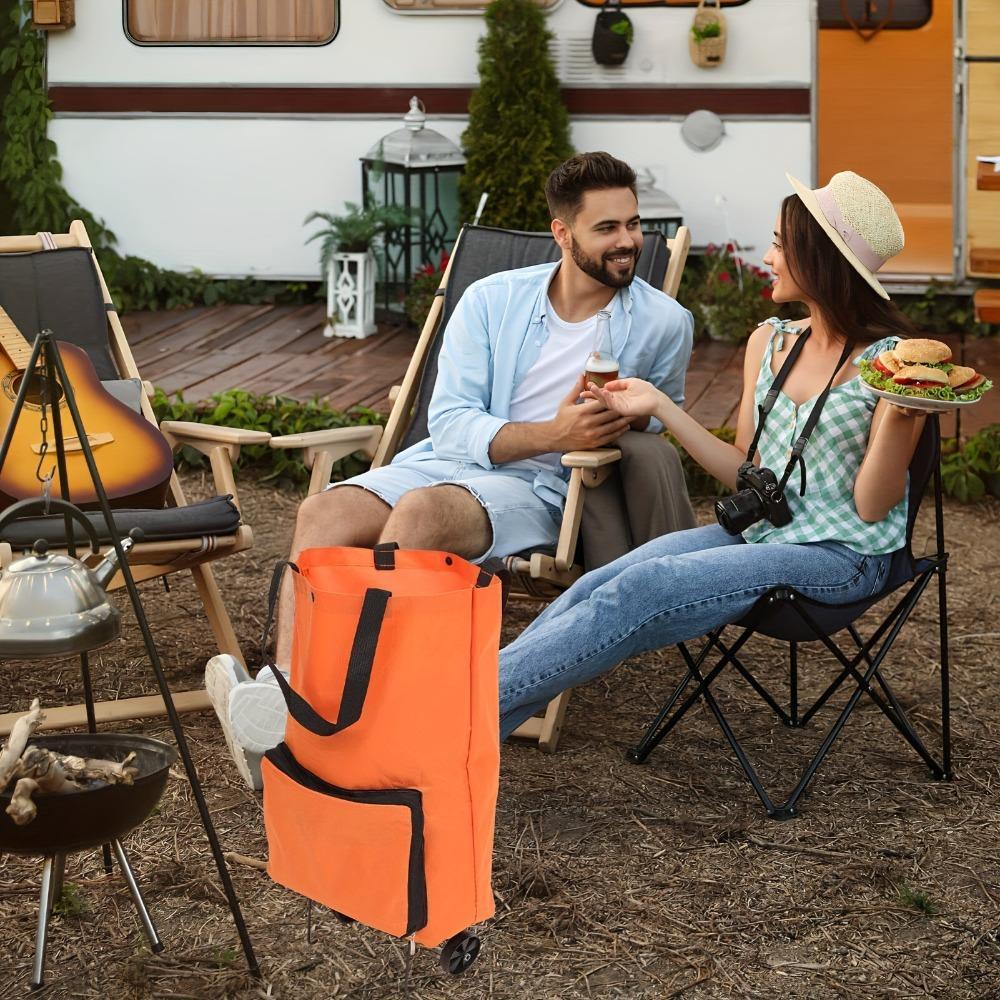 Foldable Rolling Shopping Bag with Wheels, Large Capacity Reusable Trolley Tote for Groceries, Laundry & Travel, Lightweight Space-Saving Design