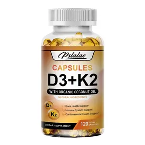 Pslalae 120-capsule dietary supplement - non-GMO, gluten-free, provides adequate calcium, and is rich in vitamins D3 and K2.