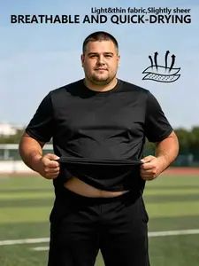 Plus Size Men's 1-Pack 1XL-8XL Crew Neck Tees, Lightweight Breathable Quick Dry Casual Daily Tops