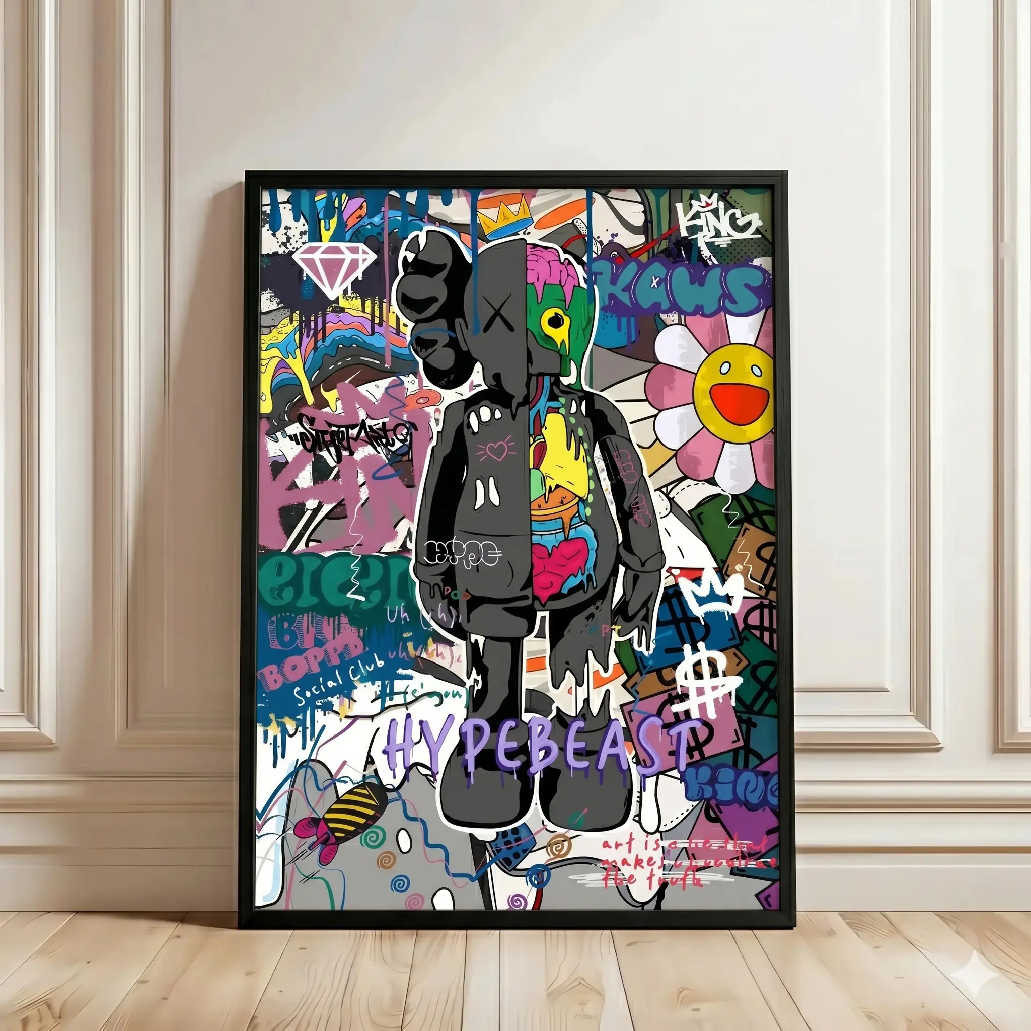Frameless Art Poster: Graffiti Hypebeast Decor Poster. These unframed posters are filled with positive energy auras, perfect for crafting a room's aesthetic with a vibrant and colorful ambiance.