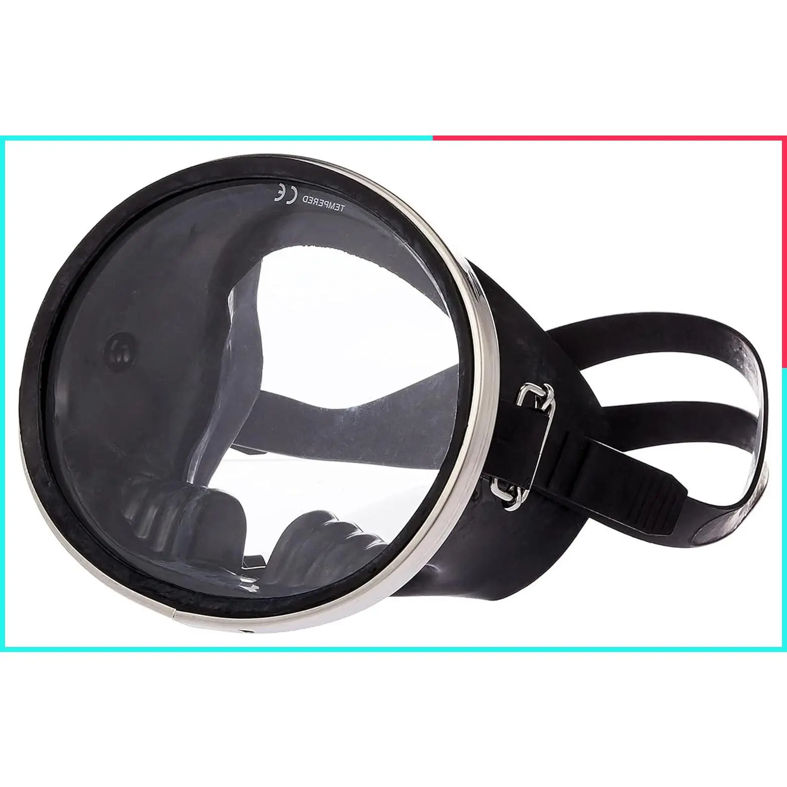 Oval Tempered Glass Scuba Diving Mask with Comfortable Classic Rubber, Snorkeling Gear for Adults, Swimming & Freediving Goggles for Clear Underwater Vision