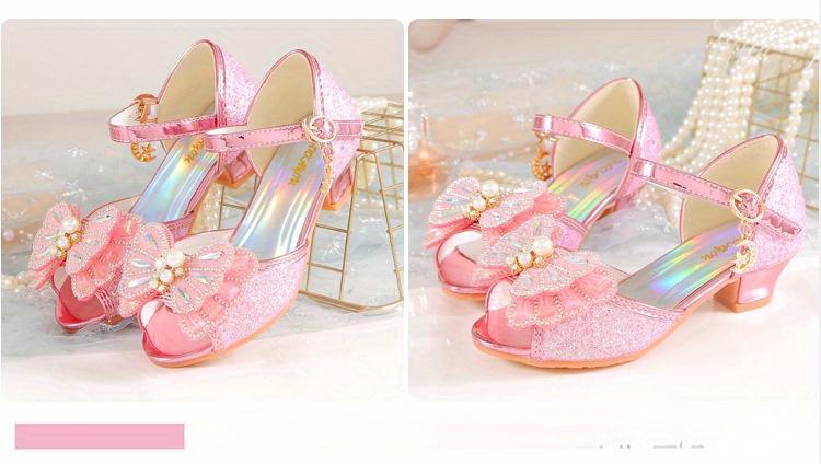 Summer New Children's Princess Shoes Girls' High Heels Baby Sandals Medium And Large Children's Girls' Fashion Crystal Shoes Formal Casual