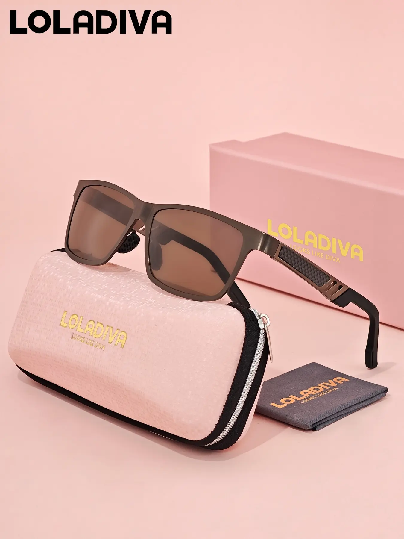 LolaDiva 1 Piece Unisex Square Polarized Sunglasses, Full Frame UV400 Exceptional quality