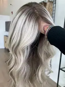 13x4 Lace Front Wig, Soft Human Hair Glitter Blonde, 14 Inch Big Curl, 150 Density, Pre-Trimmed Fetus Hair, Daily Wear for Women