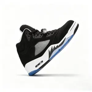 2026 Mens Black/White/Blue Retro High-Top Basketball Sneakers, Classic Suede Athletic Shoes for Streetwear & Sports