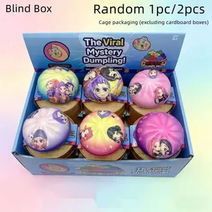 Random1PC/2PCS Cartoon Character Dumpling Squishy with Box, Sensory Toy, Stretchable Squeeze Stress Relief Fidget Toy, Squishy Sensory Fidget Toys, Squishies, Ideal for Birthday Gifts, Classroom Rewards
