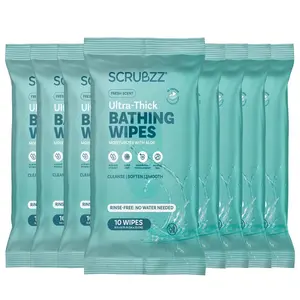 Extra Large Bath Wipes for Adults No Rinse - 80 Disposable Body Cleansing Cloths for Men, Women & Elderly - Great for Gym, Camping, Post Surgery