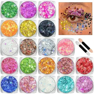 20 Colors Face & Body Glitter Gel for Face Hair Body Makeup, Ideal for Festival Party Rave Cosplay Stage Performance