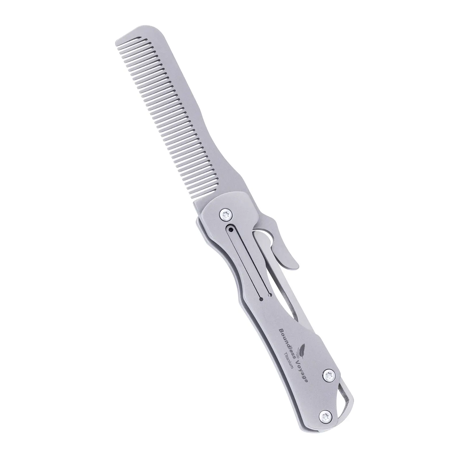 Boundless Voyage Titanium Mini Folding Comb, Ultra-Light Portable Mustache Bangs Metal Comb