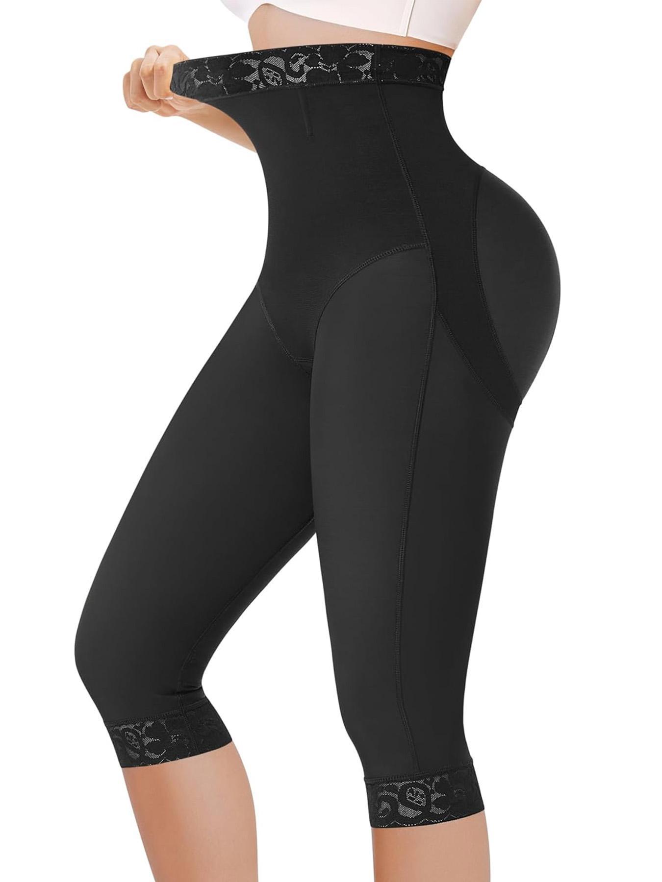 Women's Solid High Waist Contrast Lace Shapewear Bottom, Tummy Control Butt Lifting Shapewear Bottoms, High Stretch Shaper for Daily Wear, High Waist Shaperwear