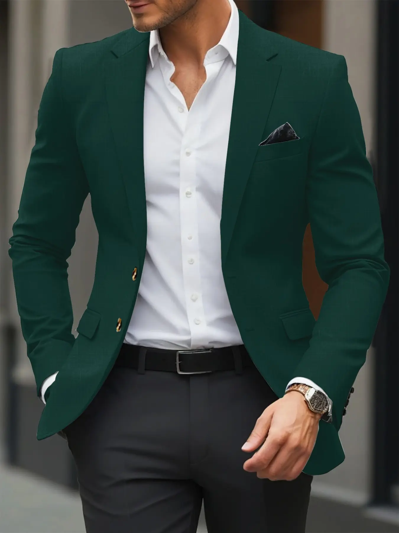 Men's Casual Plain Blazer, Fitted Business Suit Jacket, Suitable for Weddings and Formal Occasions, All Seasons Wear