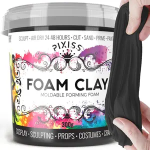 Clay Air Dry  Modeling Clay -  Soft Clay for  Add Ins, Molding Clay for Sculpting with Eva  - 300 Gram Black Air Dry Clay