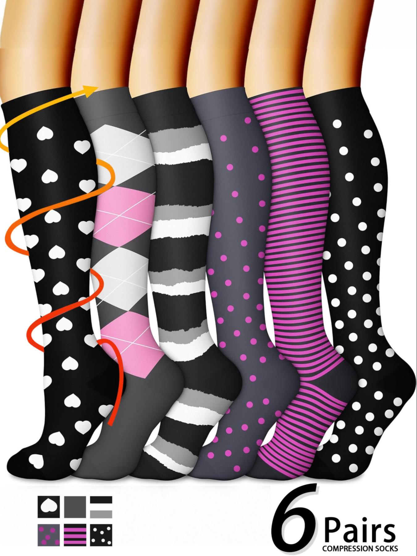 Unisex's Colorful Compression Socks, Sports Socks for Running, Nurses, Pregnant Women, Sports Socks for Improving Blood Circulation, Polyester Athletic Socks