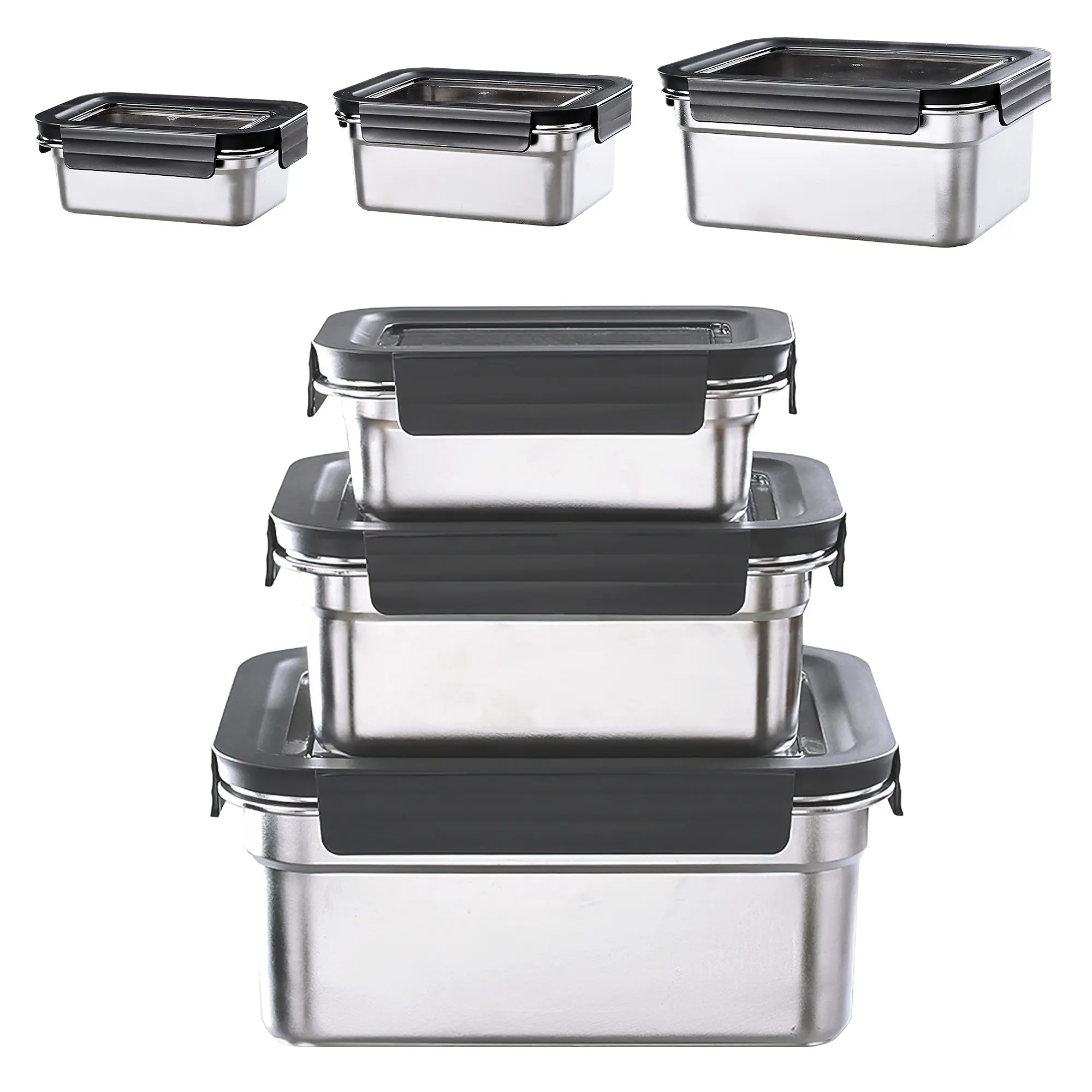Superior 304 Markless Steel Food Storage Containers Set – Leak-Proof Silicone Lids – Stackable & Nestable – Odor-Free & Mark-Resistant – Dishwasher Safe